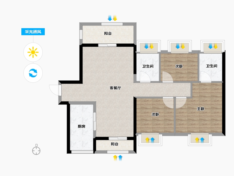 贵州省-贵阳市-美的国宾府-93.18-户型库-采光通风