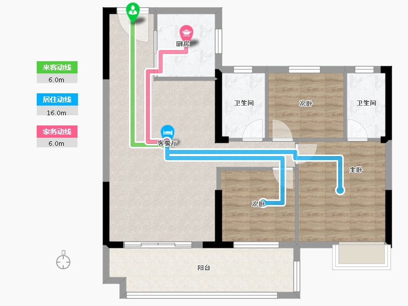 湖北省-荆门市-象山雲邸-90.09-户型库-动静线