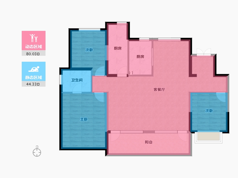 河北省-石家庄市-旭辉滨河江来原旭辉公元-111.96-户型库-动静分区