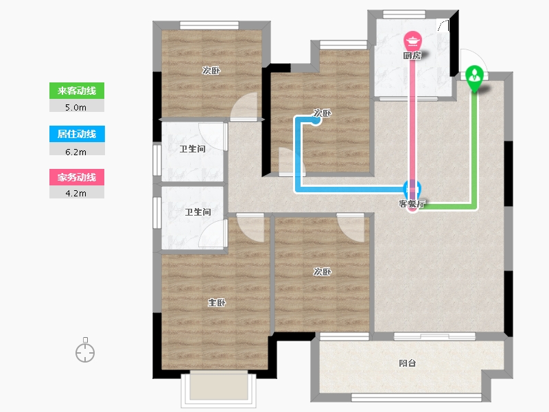 福建省-福州市-禹洲融信CONE玺湾-88.57-户型库-动静线