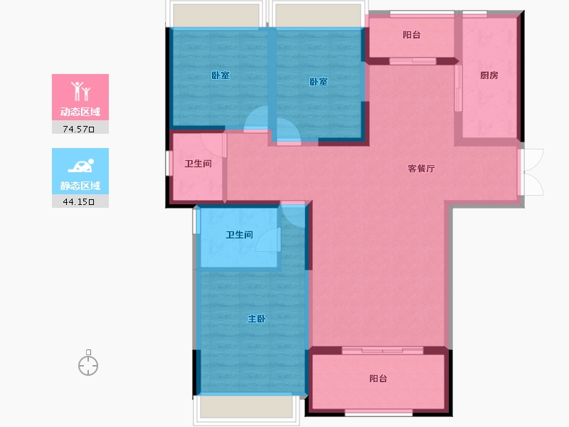 云南省-红河哈尼族彝族自治州-中天华府-106.12-户型库-动静分区