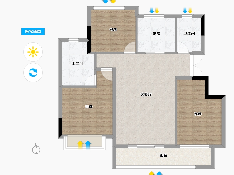 浙江省-丽水市-美林松州华庭-91.20-户型库-采光通风