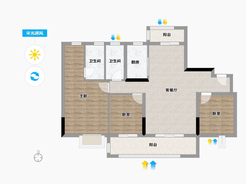 江西省-吉安市-井冈山碧桂园·凌云府-92.20-户型库-采光通风