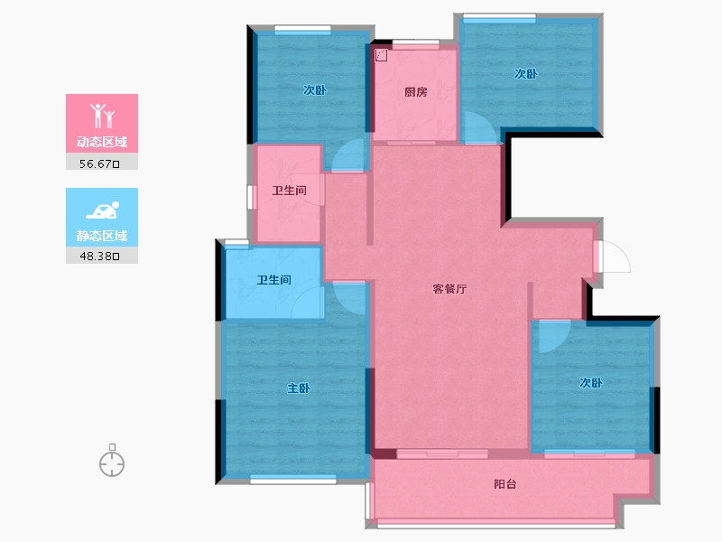 福建省-福州市-福州湖滨府-94.30-户型库-动静分区