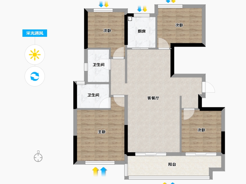 福建省-福州市-福州湖滨府-94.30-户型库-采光通风