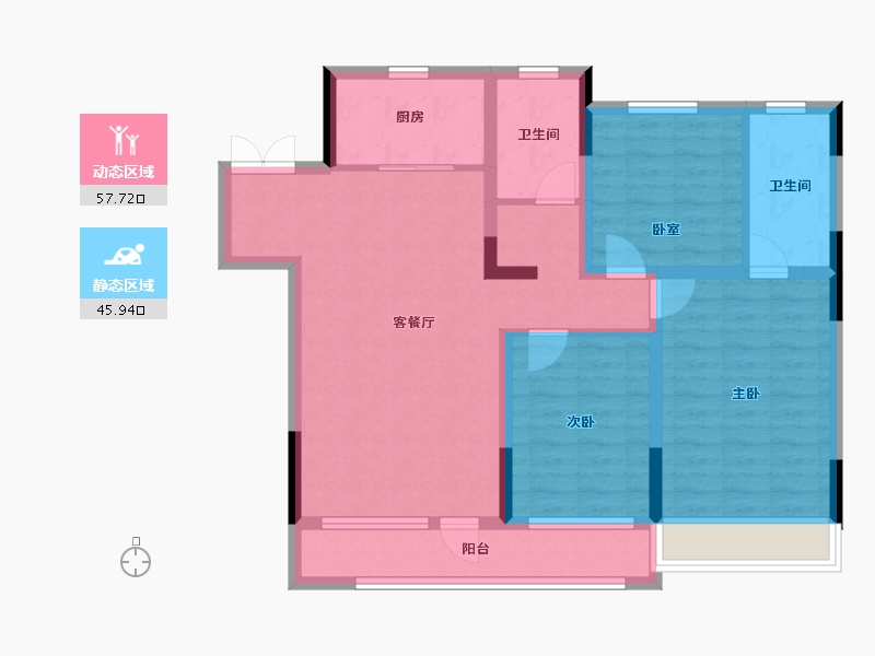 吉林省-长春市-龍府御澋園-91.75-户型库-动静分区