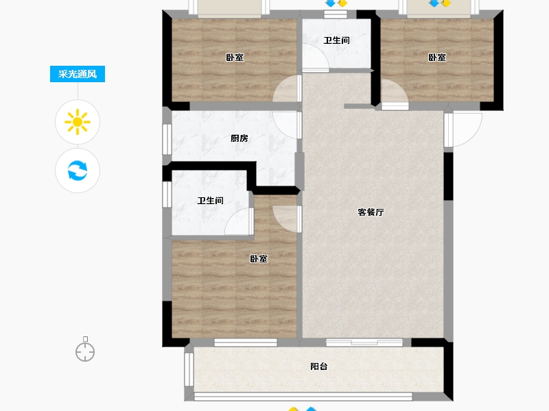 湖北省-荆门市-中建壹品璟苑-83.07-户型库-采光通风