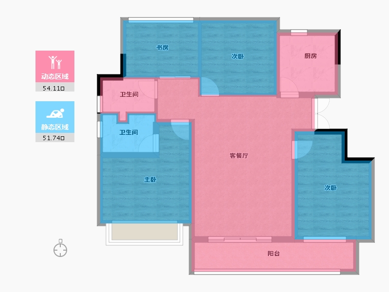 浙江省-丽水市-美林松州华庭-94.40-户型库-动静分区