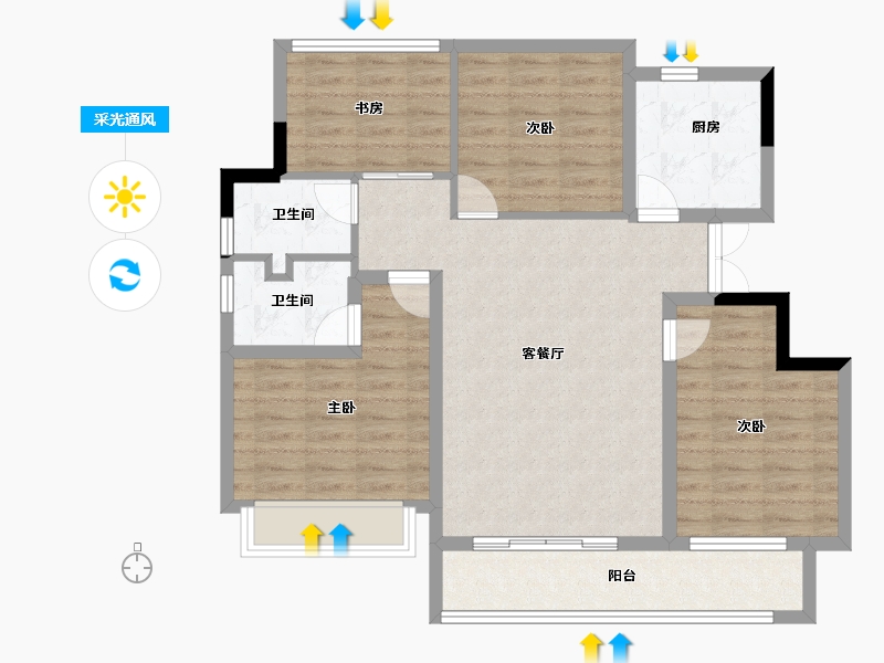 浙江省-丽水市-美林松州华庭-94.40-户型库-采光通风