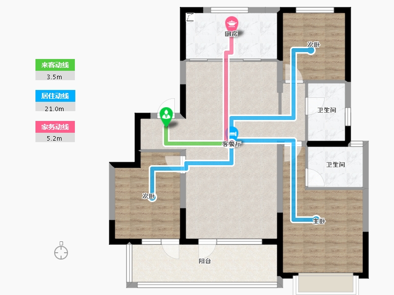 河北省-石家庄市-旭辉滨河江来原旭辉公元-99.76-户型库-动静线