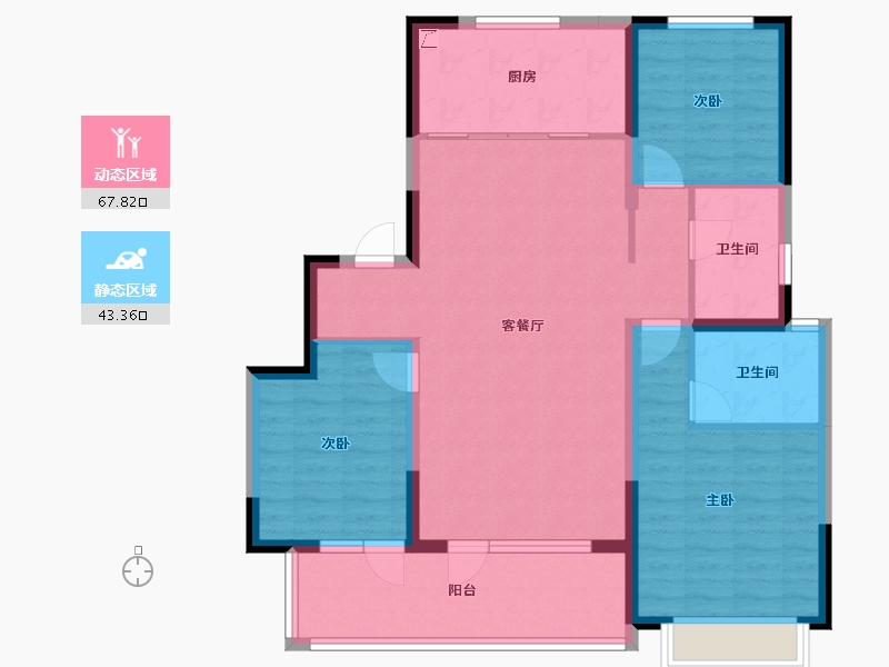 河北省-石家庄市-旭辉滨河江来原旭辉公元-99.76-户型库-动静分区