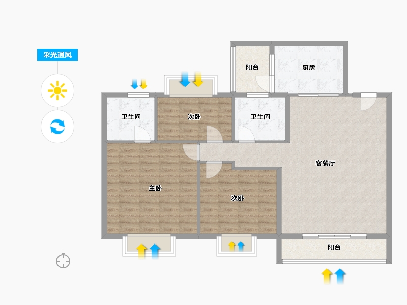 山东省-东营市-东营恒大黄河生态城-105.86-户型库-采光通风