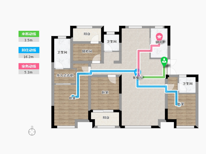 江苏省-南京市-冠城大通蓝湖庭-106.46-户型库-动静线