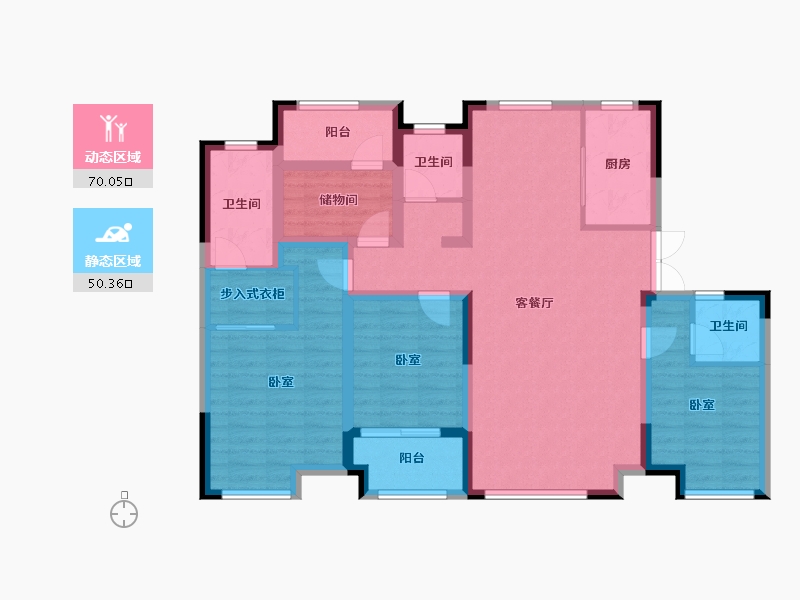 江苏省-南京市-冠城大通蓝湖庭-106.46-户型库-动静分区