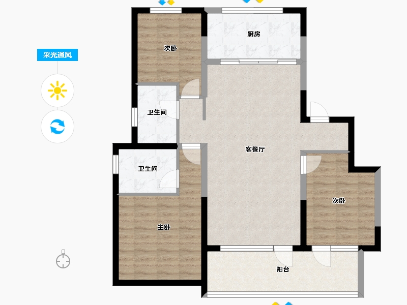 河北省-石家庄市-旭辉滨河江来原旭辉公元-99.94-户型库-采光通风