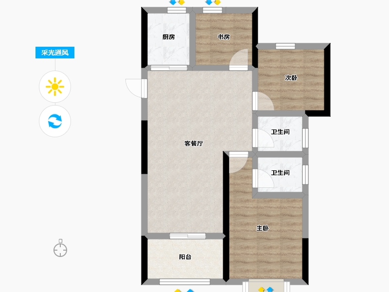 广西壮族自治区-桂林市-新安厦西宸源菩-65.82-户型库-采光通风