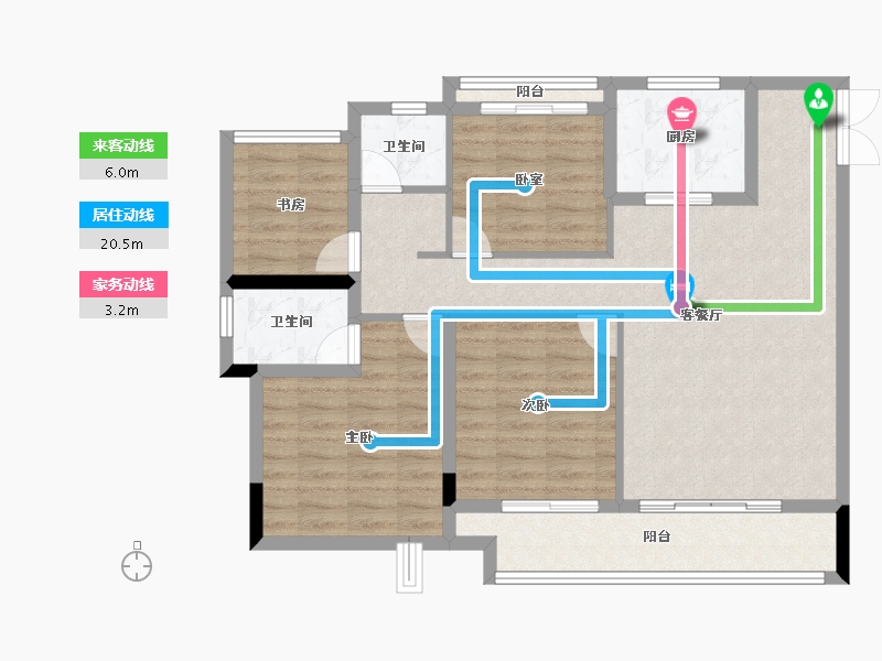 浙江省-丽水市-美林松州华庭-95.20-户型库-动静线