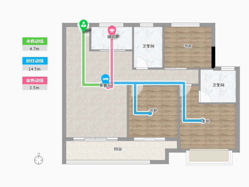 浙江省-丽水市-美林松州华庭-88.80-户型库-动静线