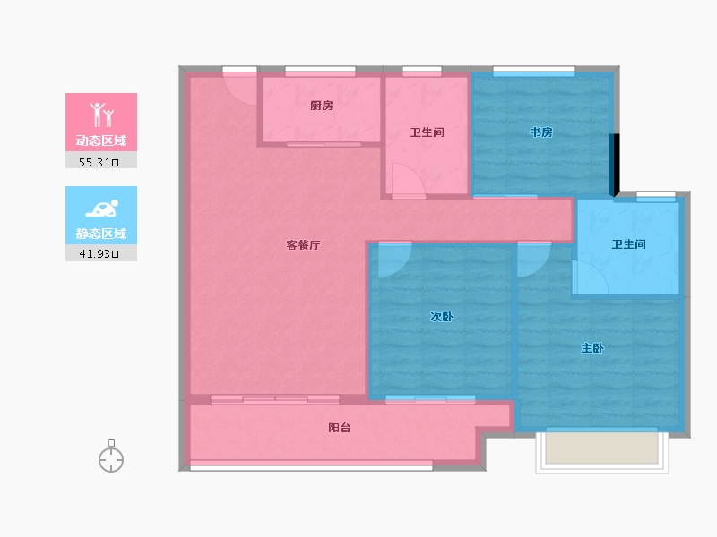 浙江省-丽水市-美林松州华庭-88.80-户型库-动静分区