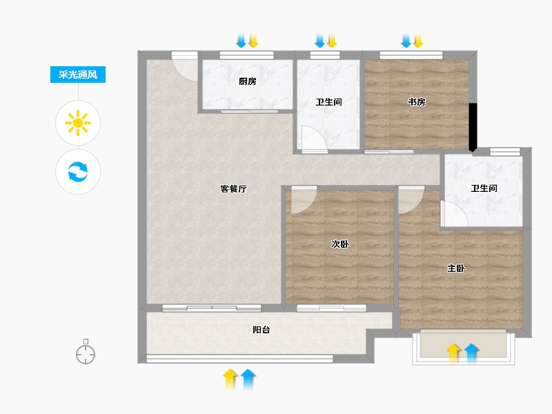 浙江省-丽水市-美林松州华庭-88.80-户型库-采光通风