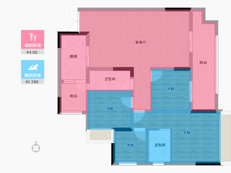 重庆-重庆市-海成云溪别院-95.18-户型库-动静分区