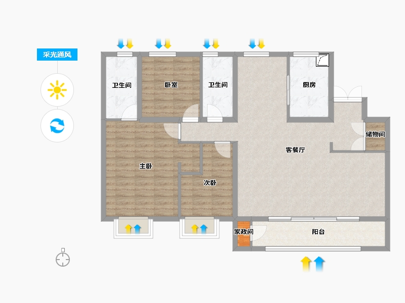 山西省-太原市-保利·悦公馆-109.82-户型库-采光通风