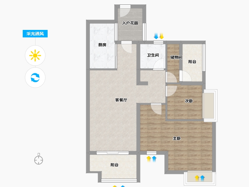 河南省-开封市-枫华西湖湾公园府-78.95-户型库-采光通风