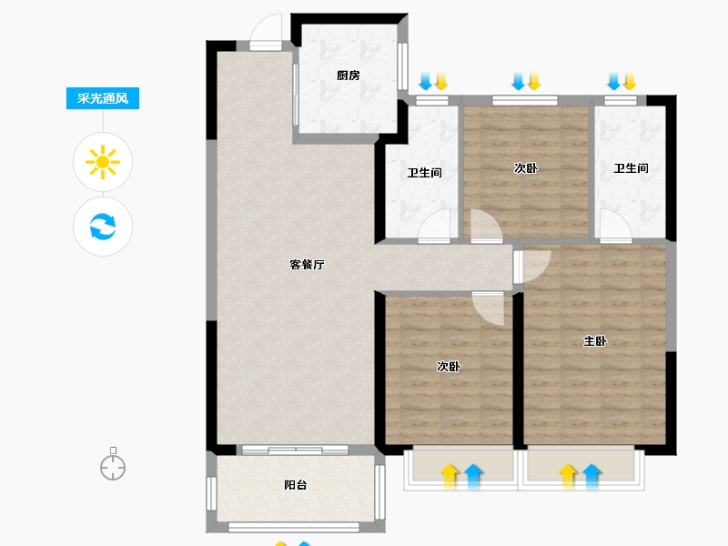 河南省-郑州市-东原阅城-98.60-户型库-采光通风