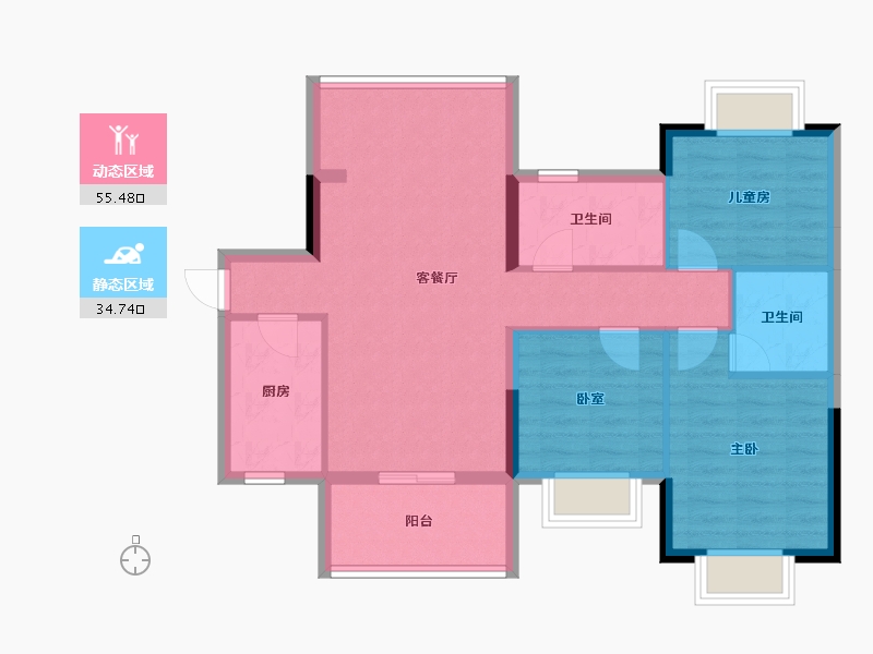 广东省-东莞市-万润中心-80.80-户型库-动静分区