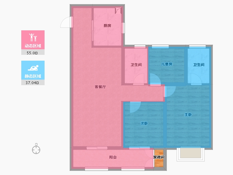 山西省-太原市-保利·悦公馆-82.85-户型库-动静分区