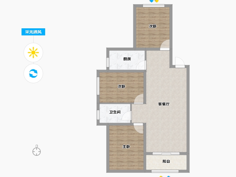 山西省-晋中市-新晋福邸-86.40-户型库-采光通风