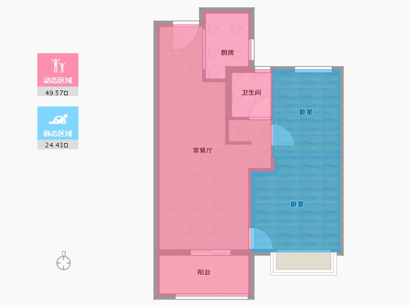 山西省-晋中市-新晋玖里-66.40-户型库-动静分区