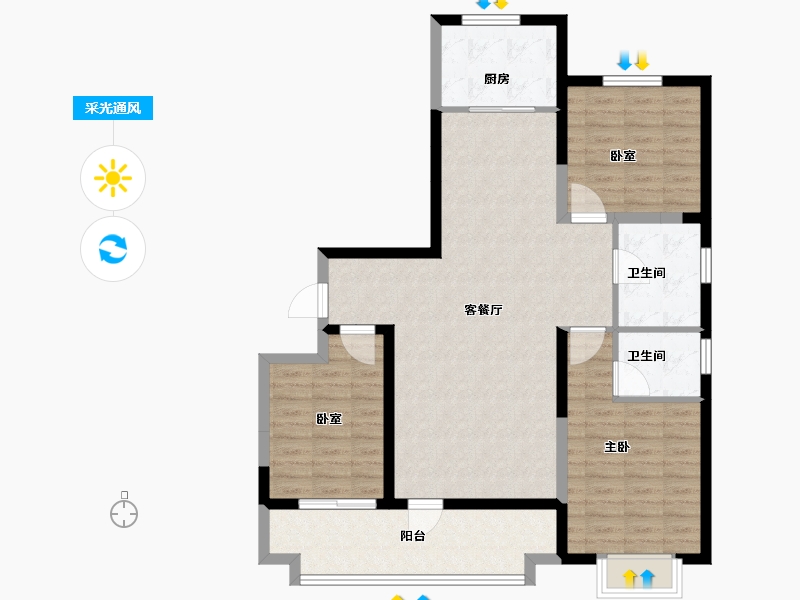 山东省-淄博市-金城荣基柳泉书院-100.80-户型库-采光通风