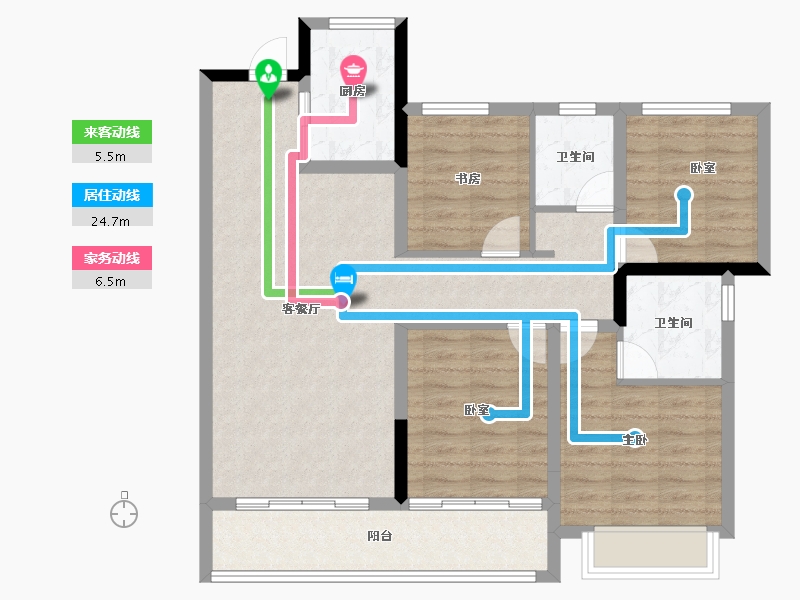 浙江省-温州市-金科·集美华庭-96.00-户型库-动静线