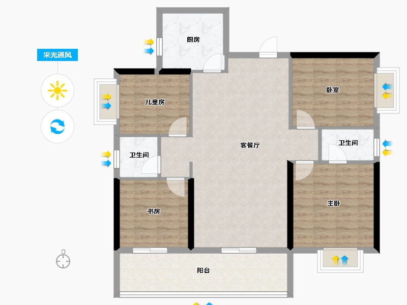 广东省-东莞市-万润中心-101.60-户型库-采光通风