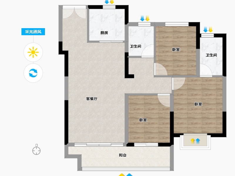 江苏省-常州市-弘阳上坤云峯-89.00-户型库-采光通风