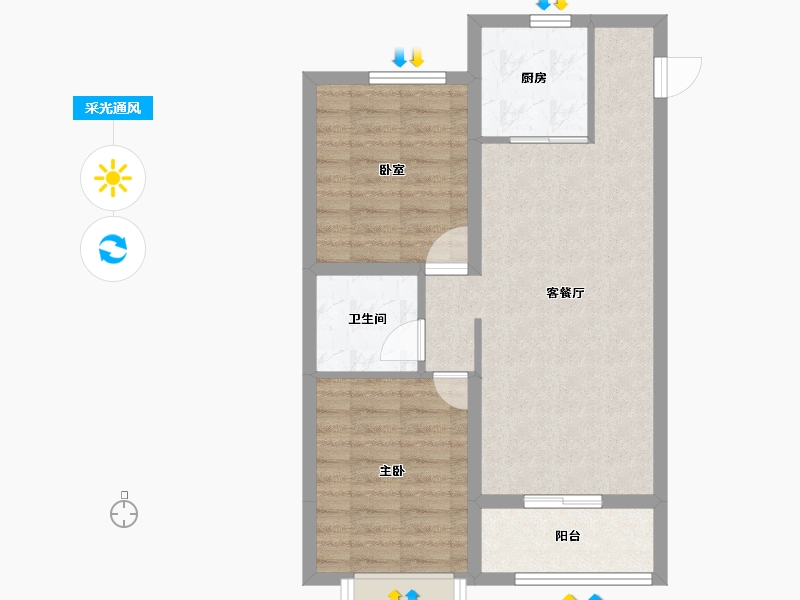 山西省-晋中市-新晋福邸-62.31-户型库-采光通风