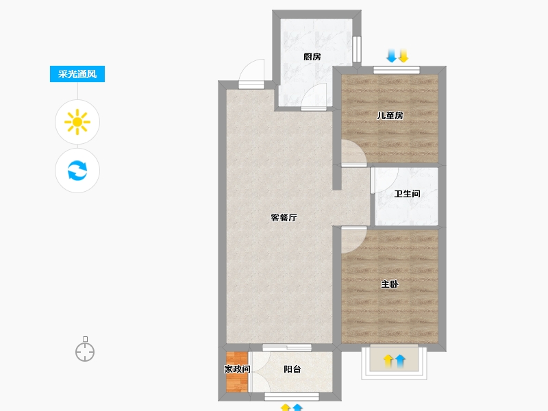 山西省-太原市-保利·悦公馆-58.03-户型库-采光通风