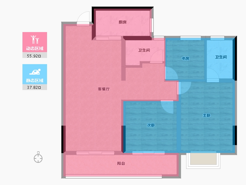 浙江省-温州市-金科·集美华庭-84.00-户型库-动静分区