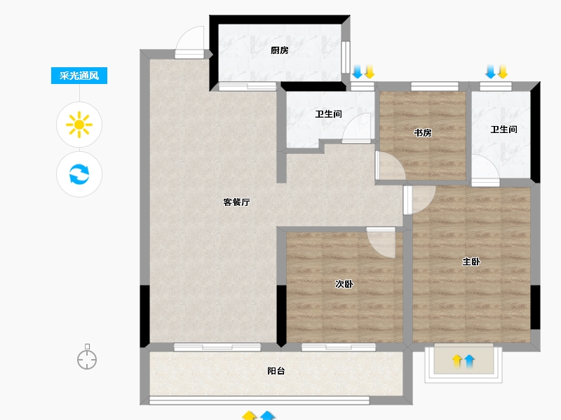 浙江省-温州市-金科·集美华庭-84.00-户型库-采光通风