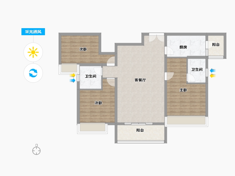 河南省-开封市-枫华西湖湾公园府-105.42-户型库-采光通风