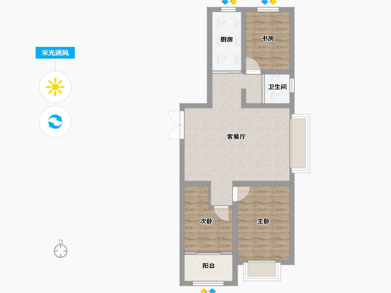 山东省-烟台市-紫金名城-65.00-户型库-采光通风