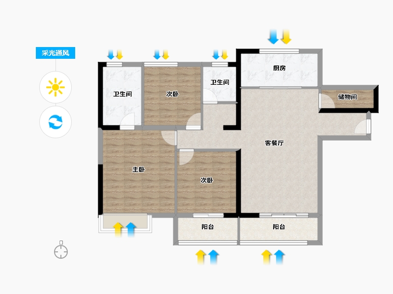 河南省-开封市-枫华西湖湾公园府-107.96-户型库-采光通风