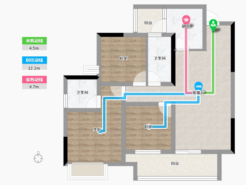 重庆-重庆市-中建滨江星城-76.40-户型库-动静线