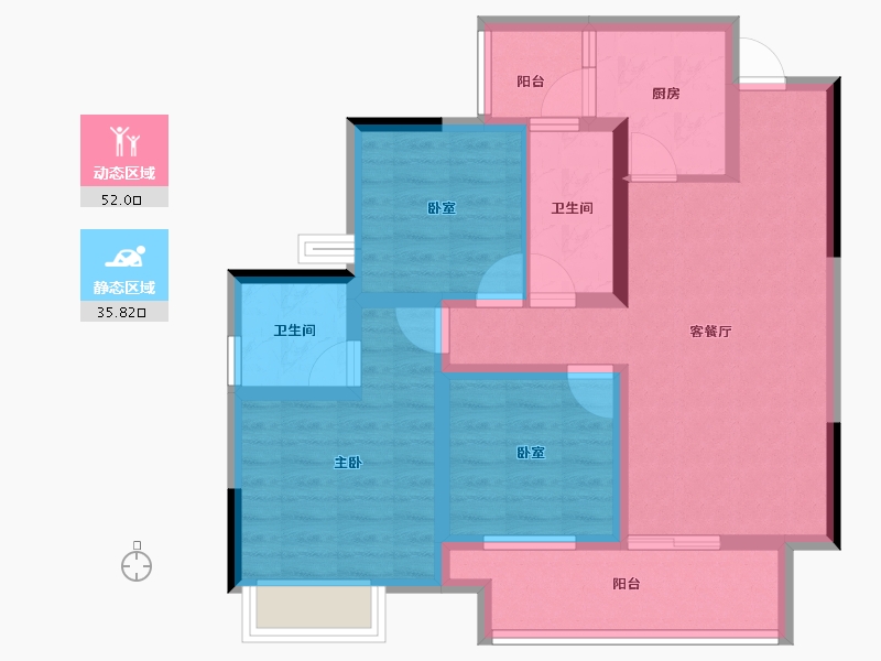 重庆-重庆市-中建滨江星城-76.40-户型库-动静分区