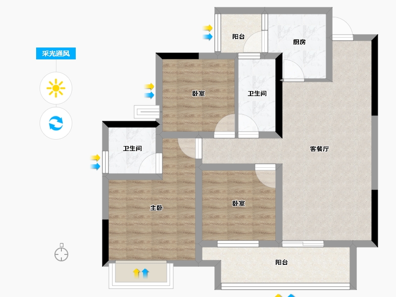 重庆-重庆市-中建滨江星城-76.40-户型库-采光通风