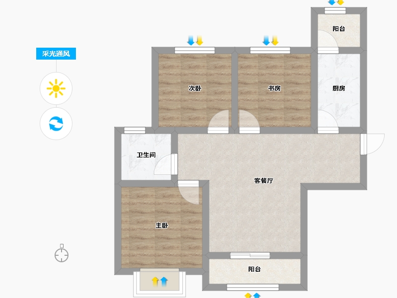 山西省-太原市-荣兴天成-61.08-户型库-采光通风