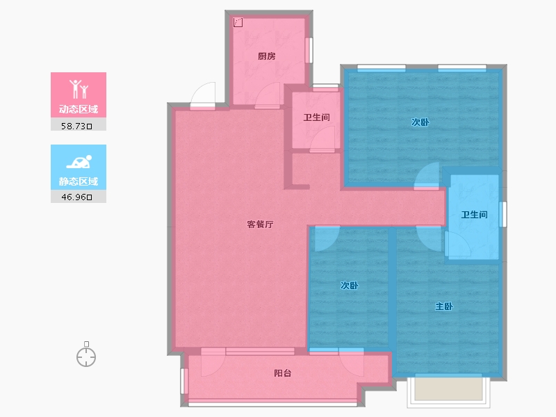 河北省-石家庄市-东胜时间山小区-94.05-户型库-动静分区