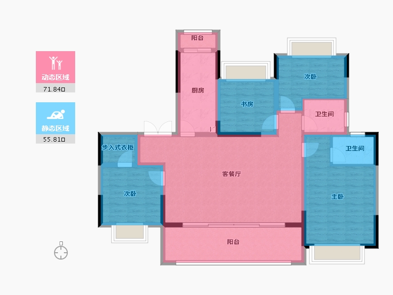 重庆-重庆市-北辰悦来壹号-114.40-户型库-动静分区