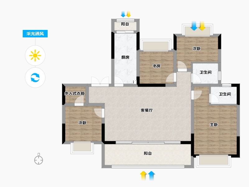 重庆-重庆市-北辰悦来壹号-114.40-户型库-采光通风